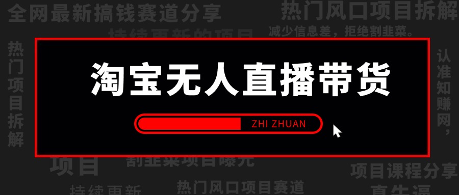 【2024.9.26】淘宝无人直播带货风口项目，24小时无人直播带货赚佣金，项目持续更新-L哥创业分享网