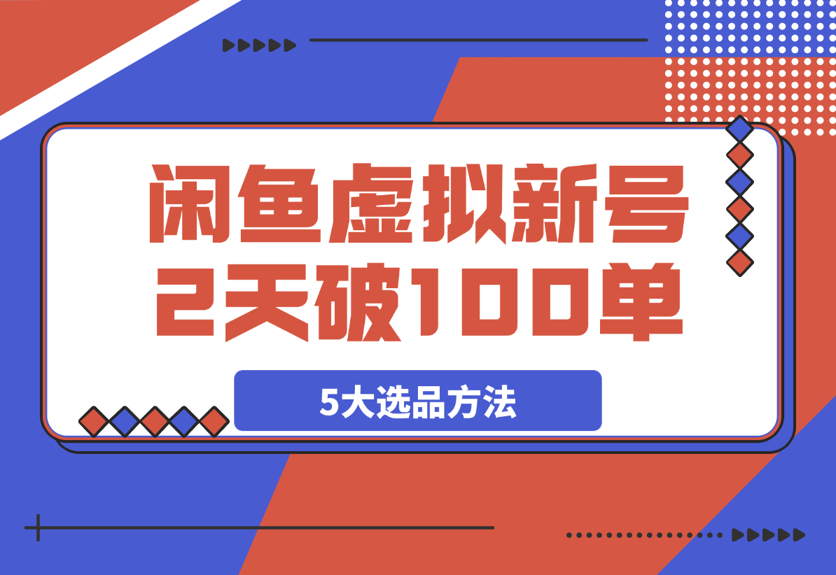 【2025.4.3】闲鱼虚拟资料，新号2天破100单，利润近600的爆款5大选品方法-L哥创业分享网